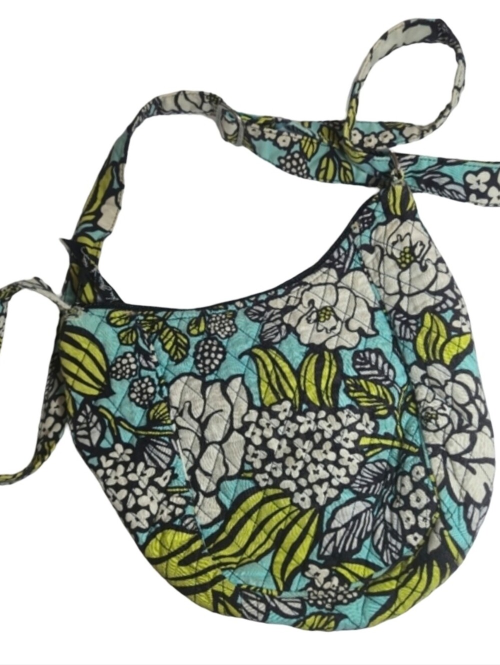 Vera Bradley Blue and Green Floral Shoulder Bag Quilted Colorful Boho